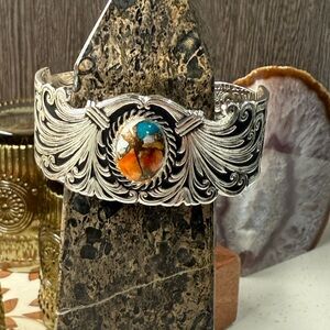Silver and Multicolor Stone Women's Bracelet